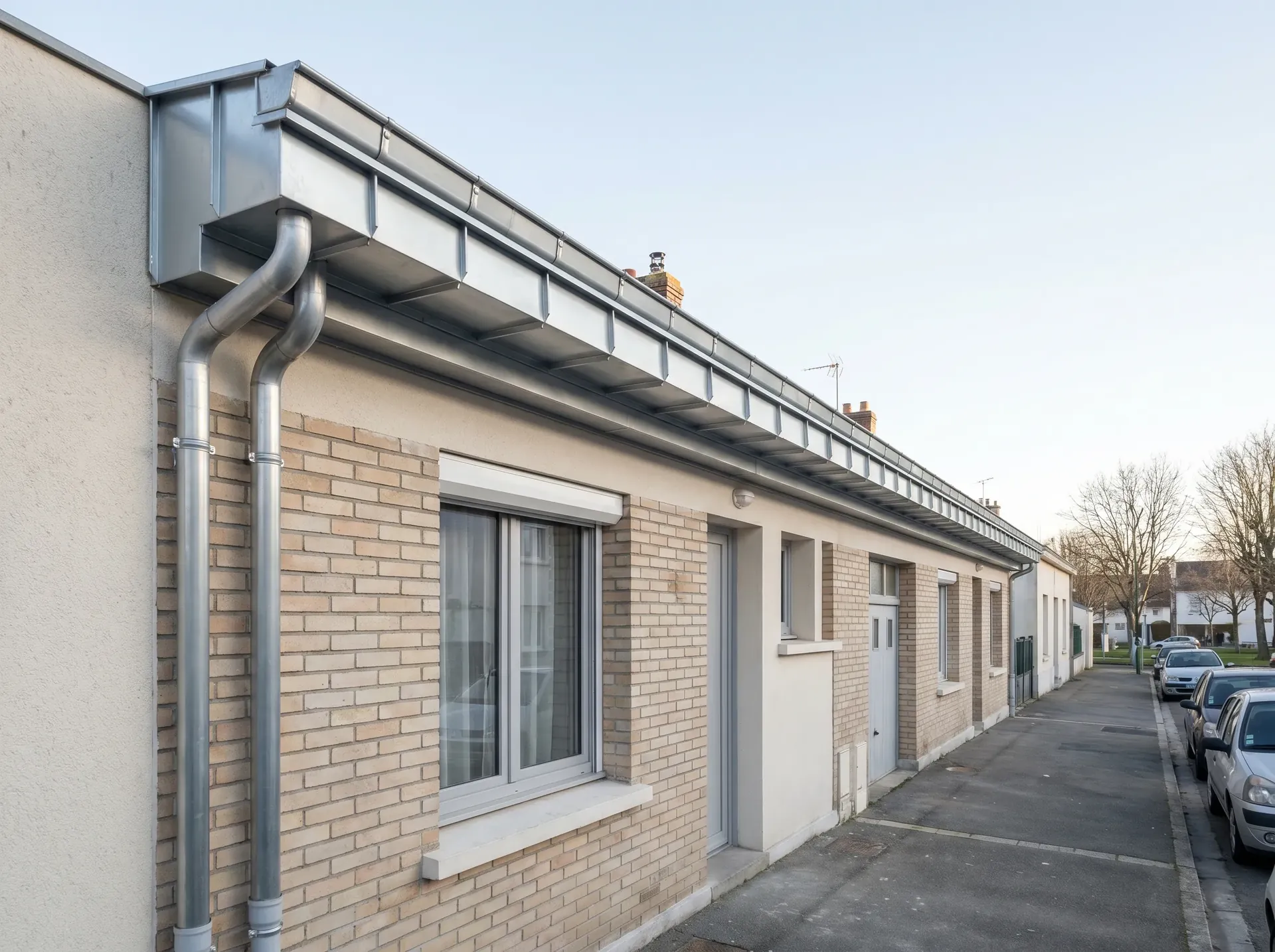 Remplacement complet de zinguerie — maison mitoyenne à Rezé